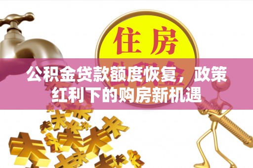 霞山公积金贷款额度恢复，政策红利下的购房新机遇
