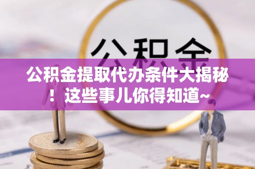 霞山公积金提取代办条件大揭秘！这些事儿你得知道~